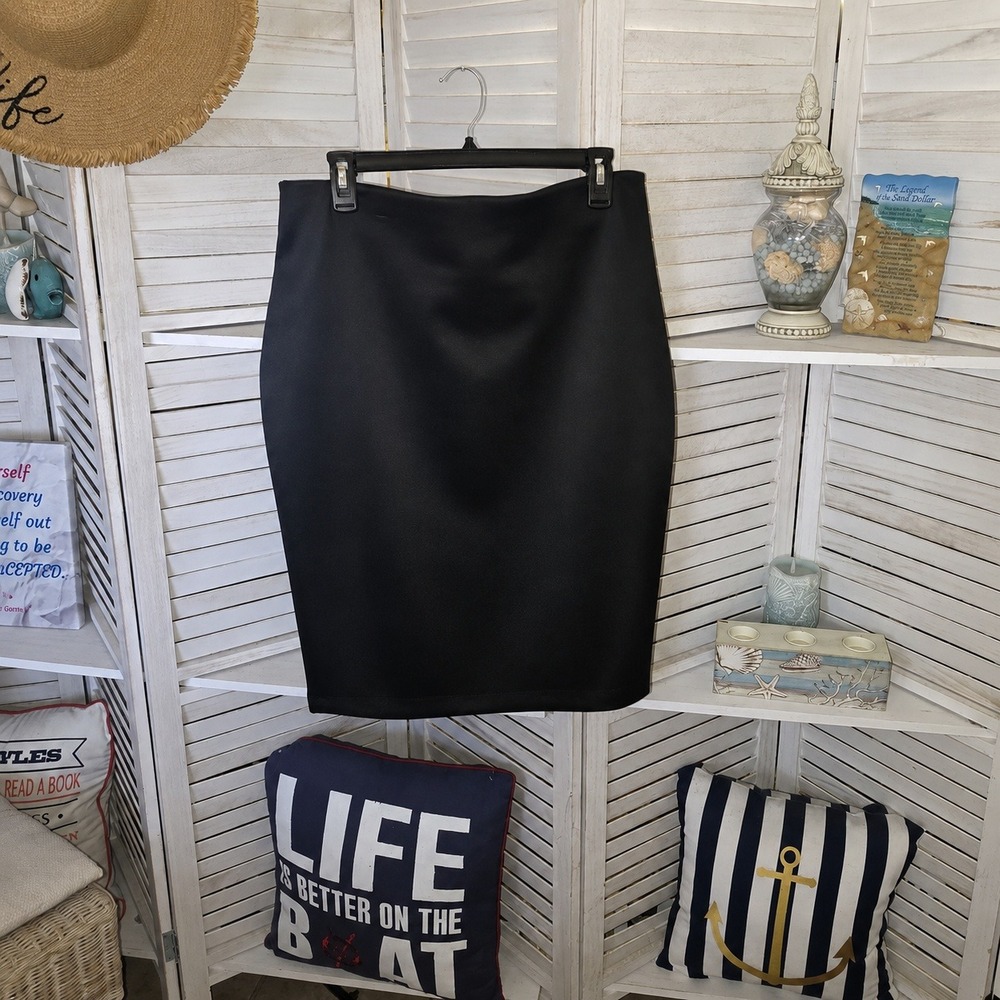 Apt 9 Black High Waist Pencil Skirt XL Stretch Office Corporate Core Midi